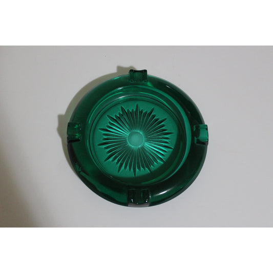 Green Glass Round Ashtray