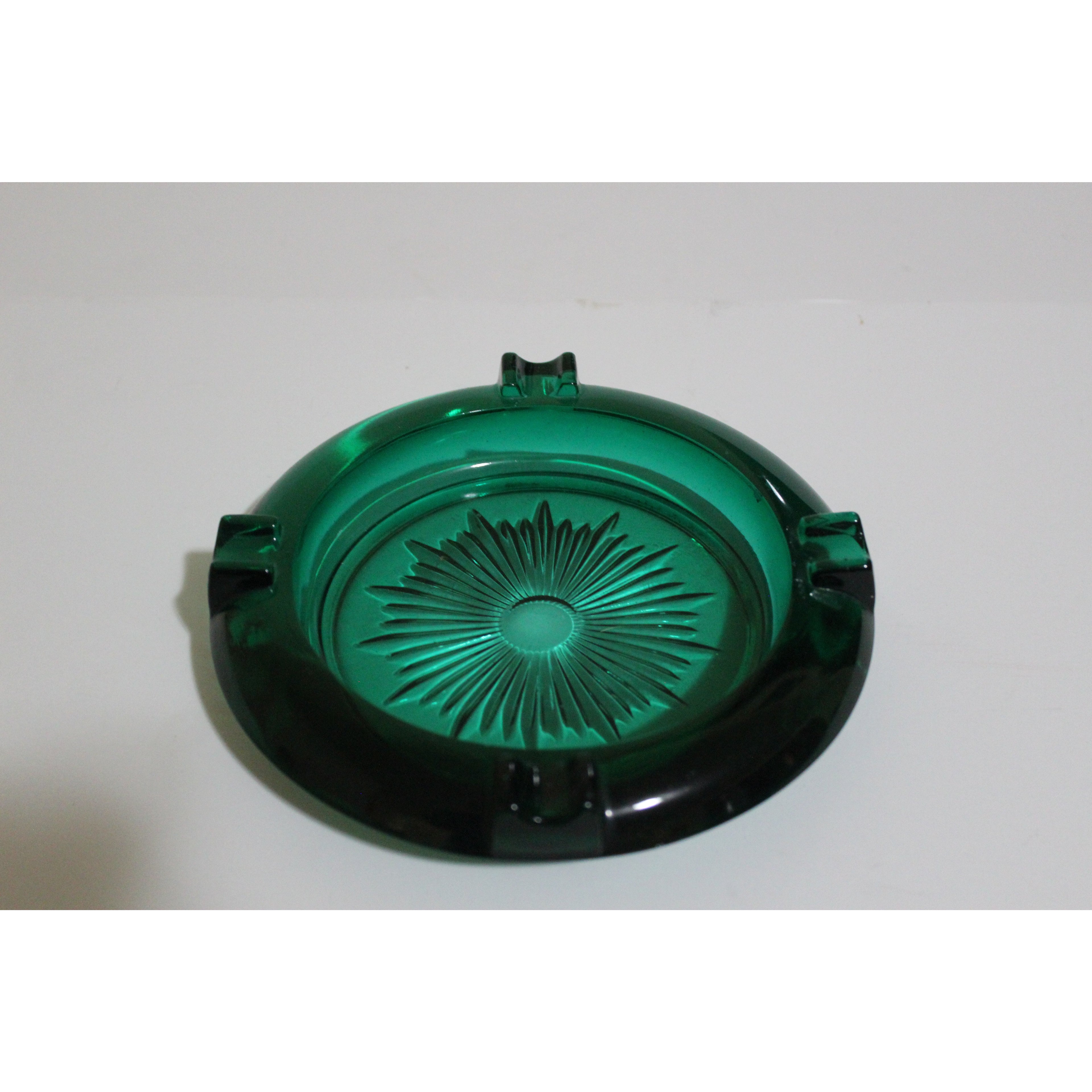 Green Glass Round Ashtray