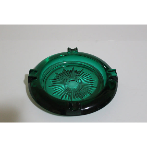 Green Glass Round Ashtray