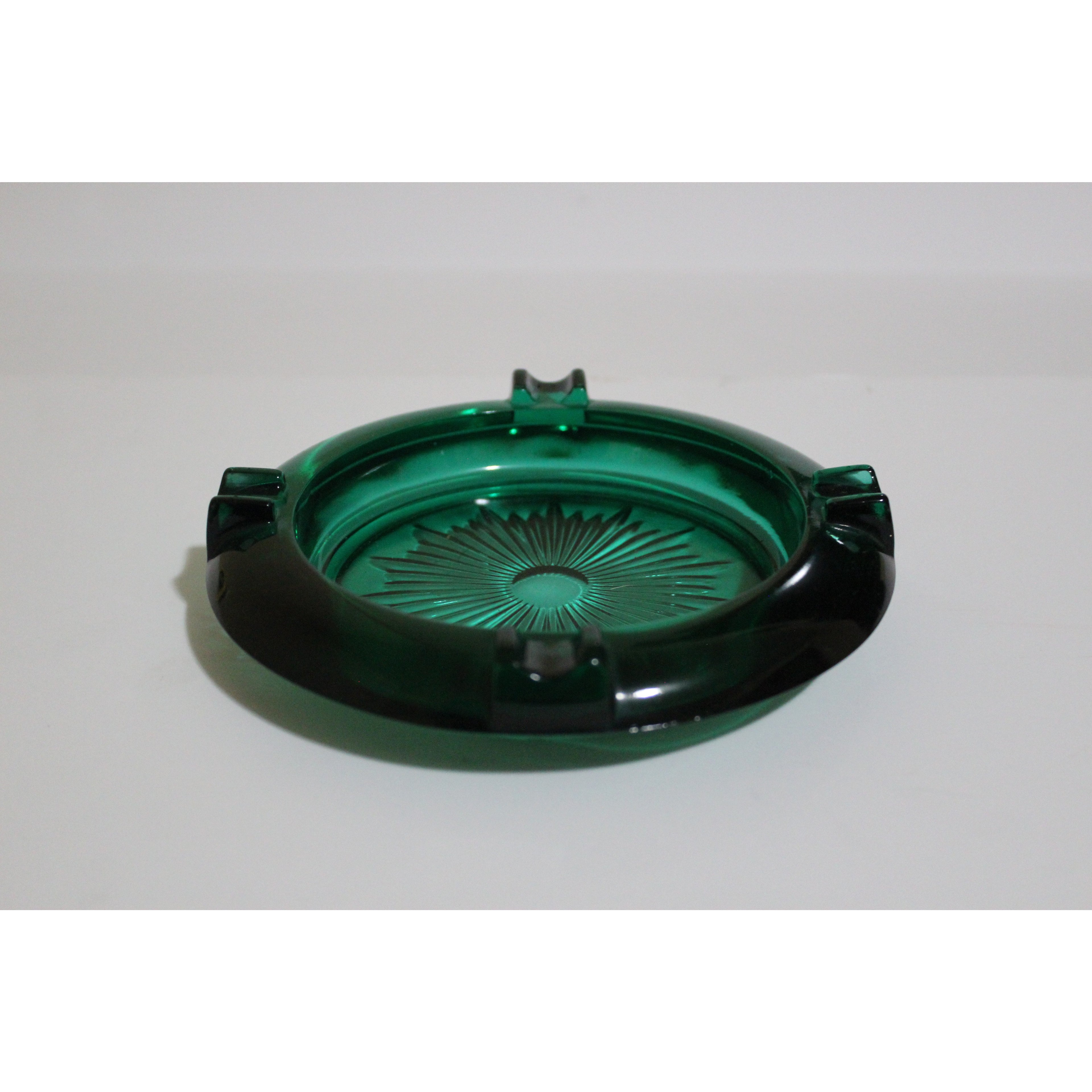 Green Glass Round Ashtray