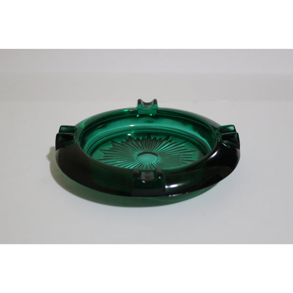Green Glass Round Ashtray