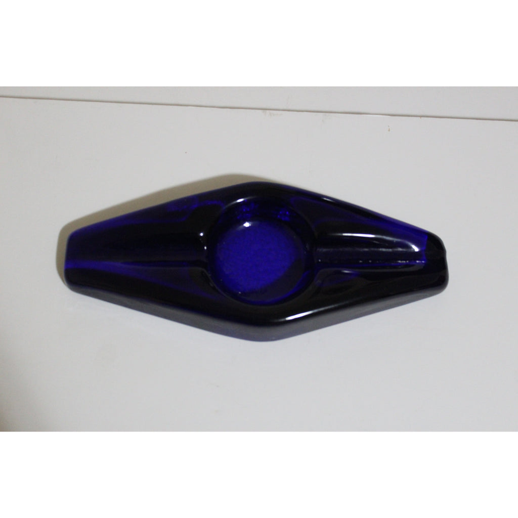 Blue Glass Diamond Shaped Ashtray