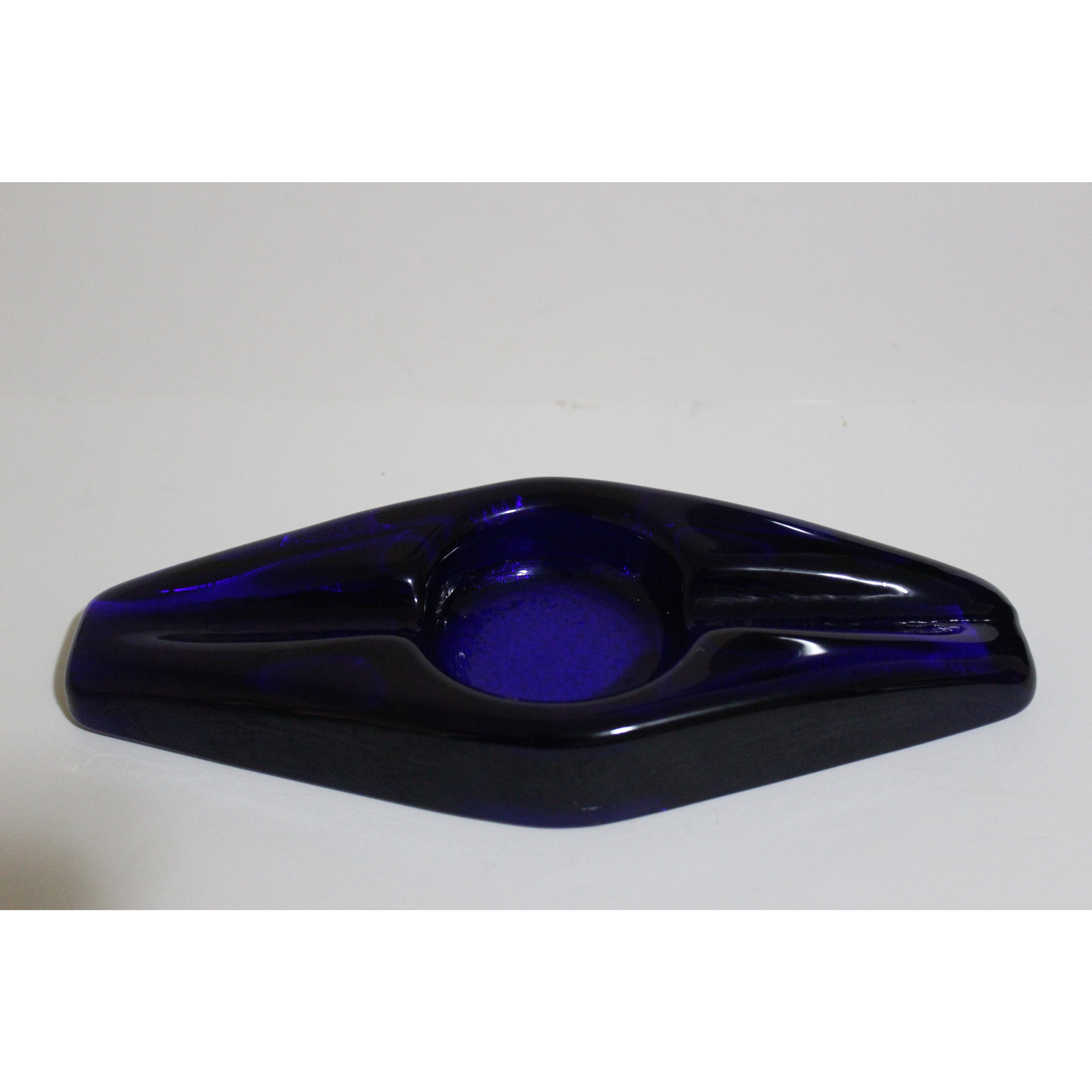 Blue Glass Diamond Shaped Ashtray
