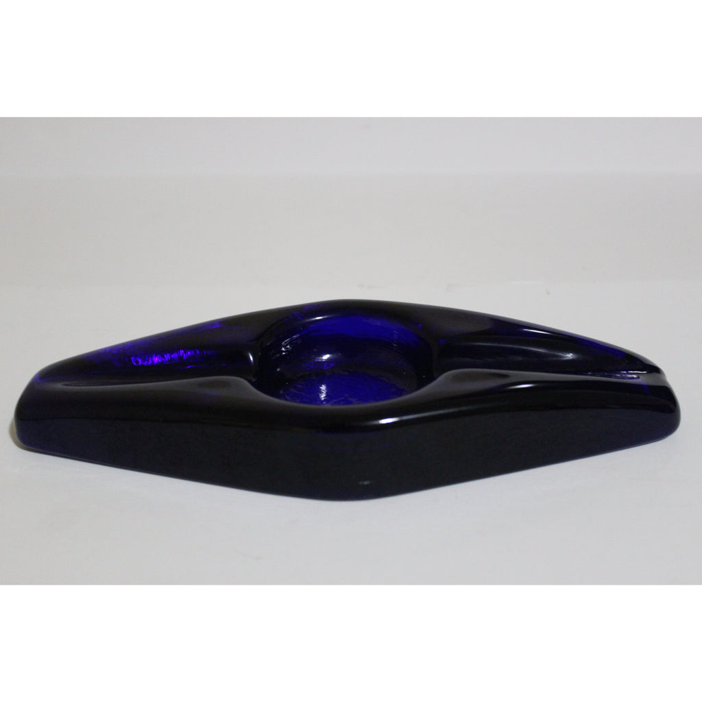 Blue Glass Diamond Shaped Ashtray