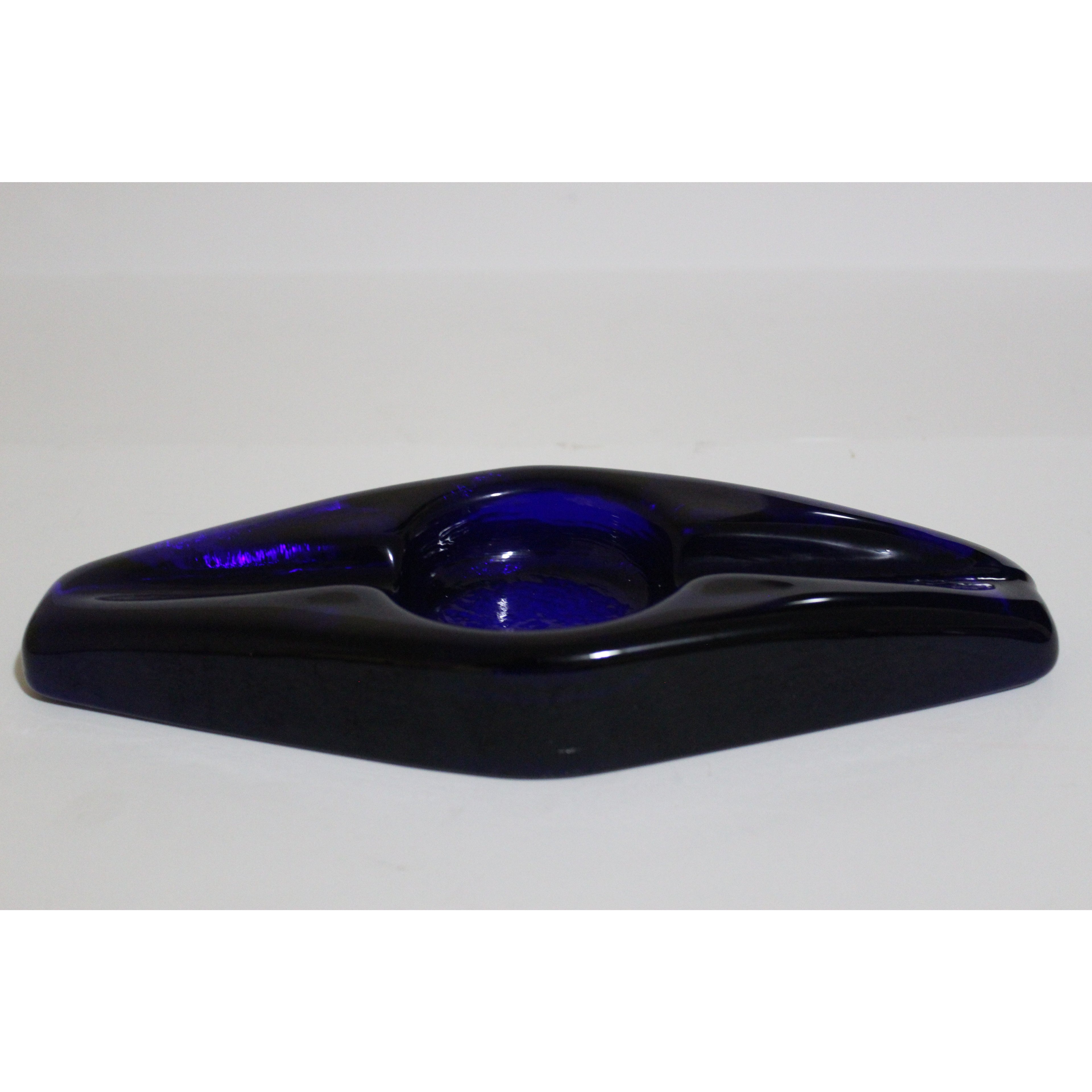 Blue Glass Diamond Shaped Ashtray