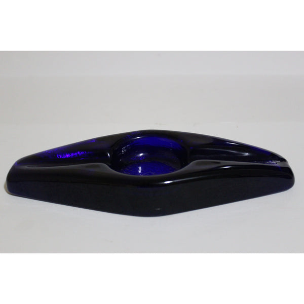 Blue Glass Diamond Shaped Ashtray