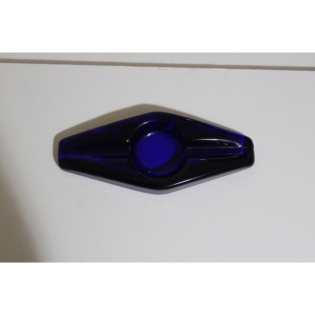 Blue Glass Diamond Shaped Ashtray