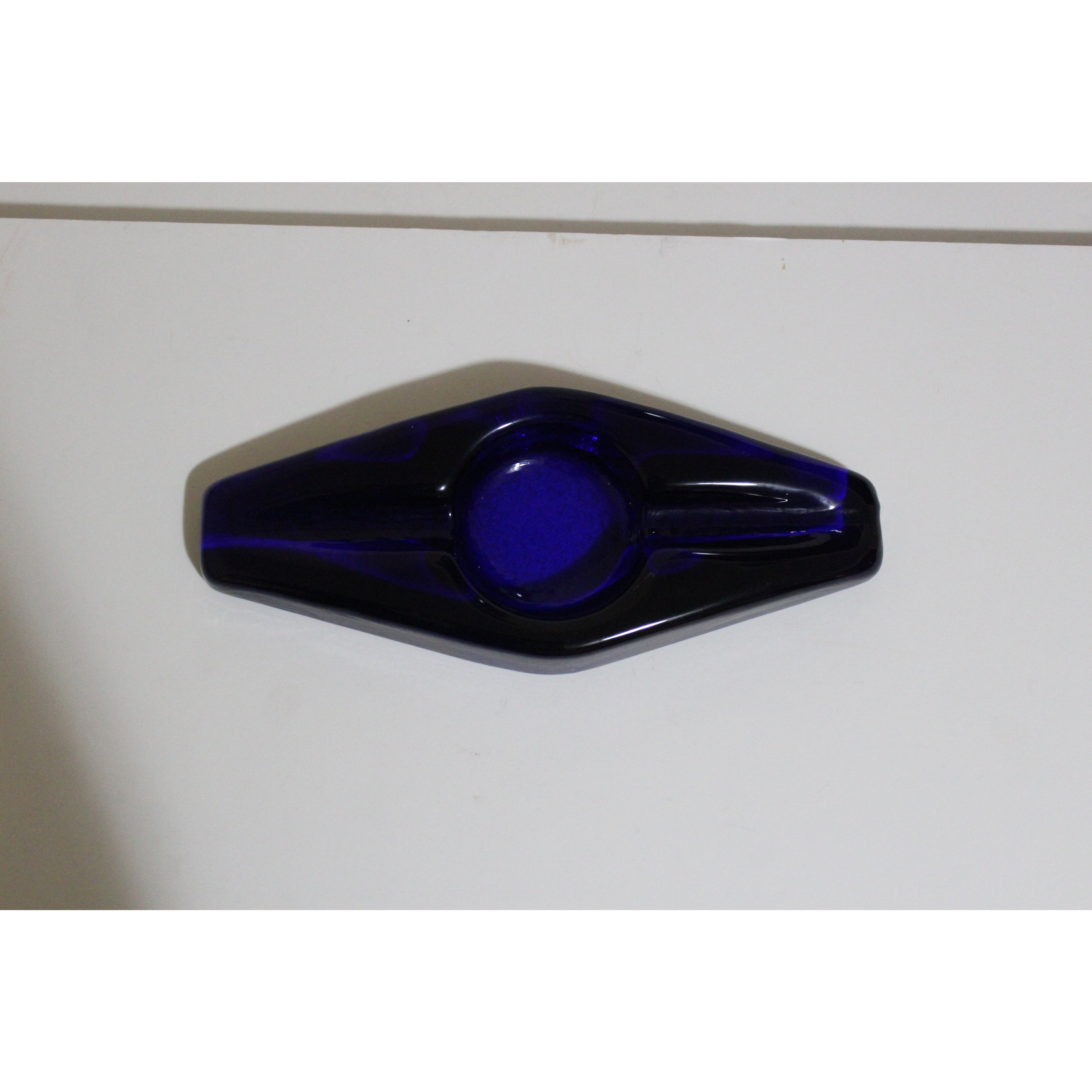 Blue Glass Diamond Shaped Ashtray