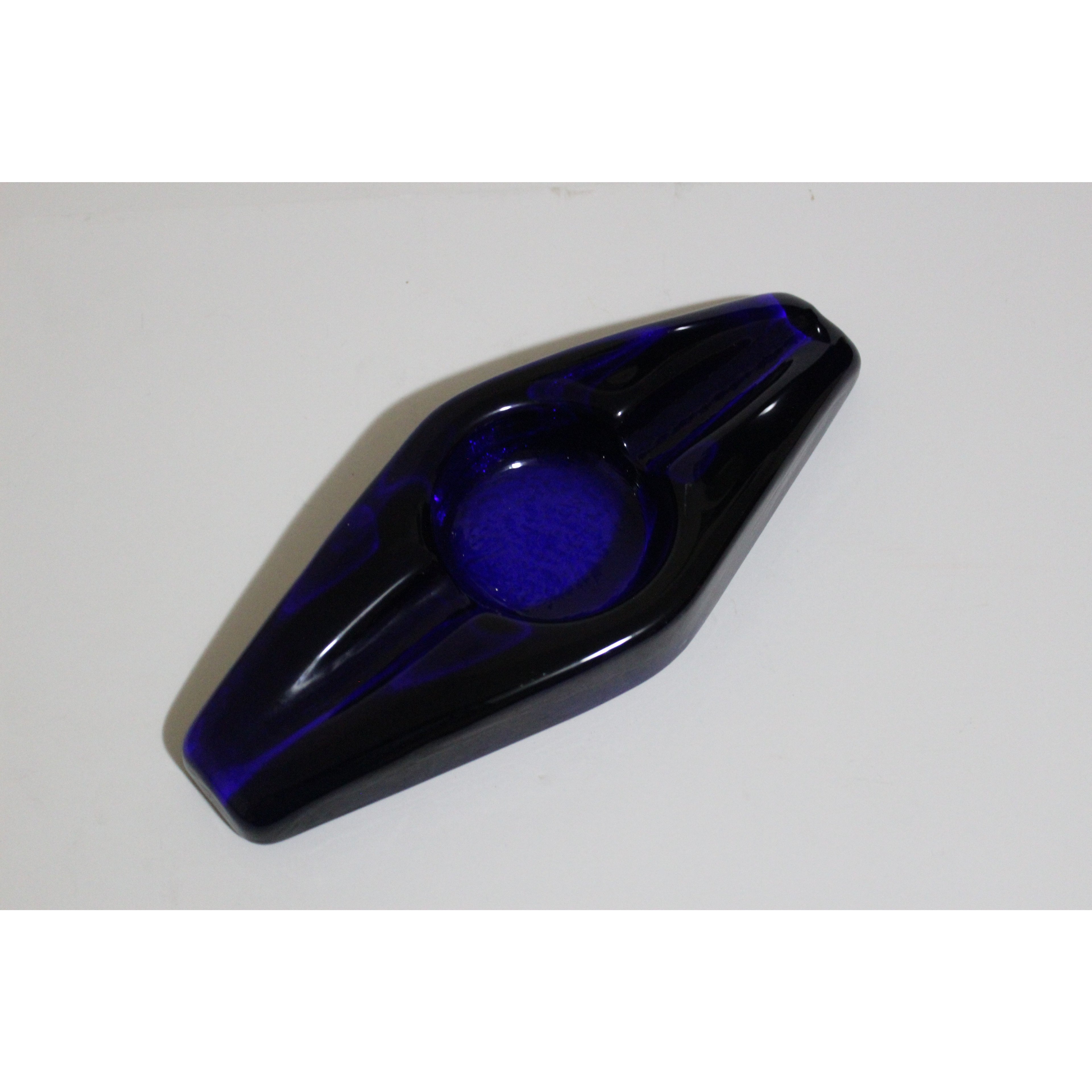 Blue Glass Diamond Shaped Ashtray