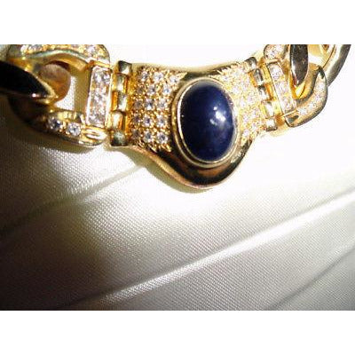 Ladies Gold Necklace with Blue Gemstone and diamonds