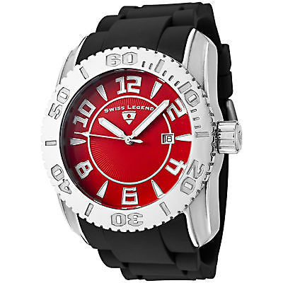 Swiss Legend Men's Commander Stainless Red Dial Watch