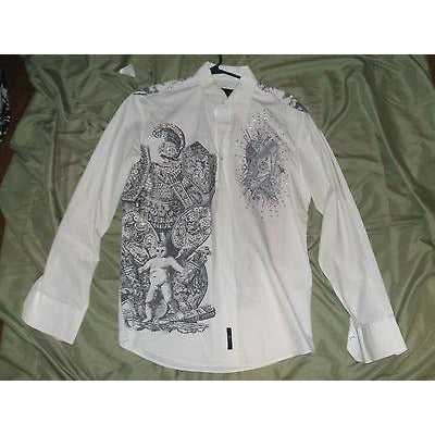 BG mens casual designer dress shirt with graphic medium Preowned Good Condition