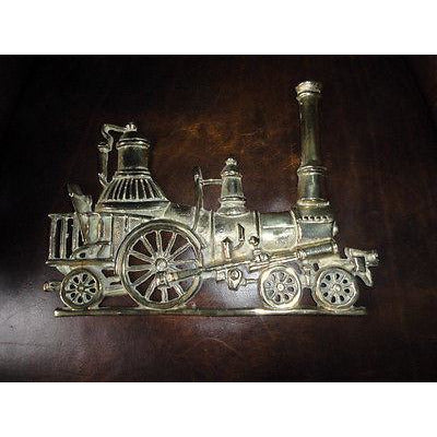 brass locomotive wall hanging