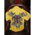 Retrofit  Large Short Sleeve Shirt Yellow  with Embroidery Front & Back