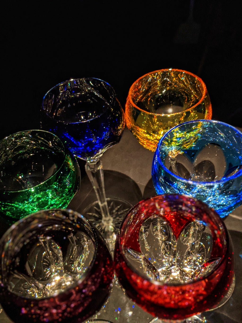 Faberge Crystal Colored Goblets