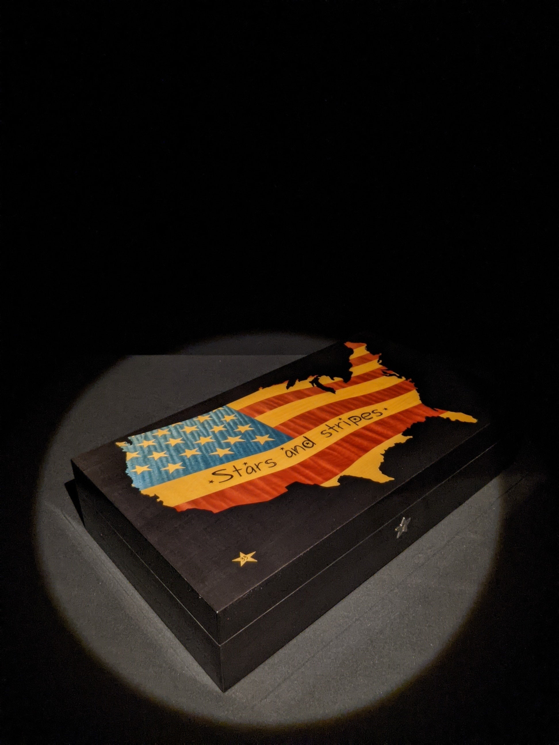 Elie Bleu Stars & Stripes "  Cigar Humidor 110 Count NIB Made in France