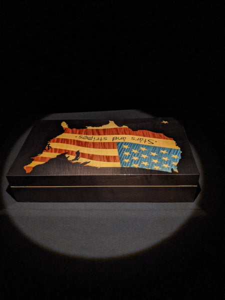 Elie Bleu Stars & Stripes "  Cigar Humidor 110 Count NIB Made in France