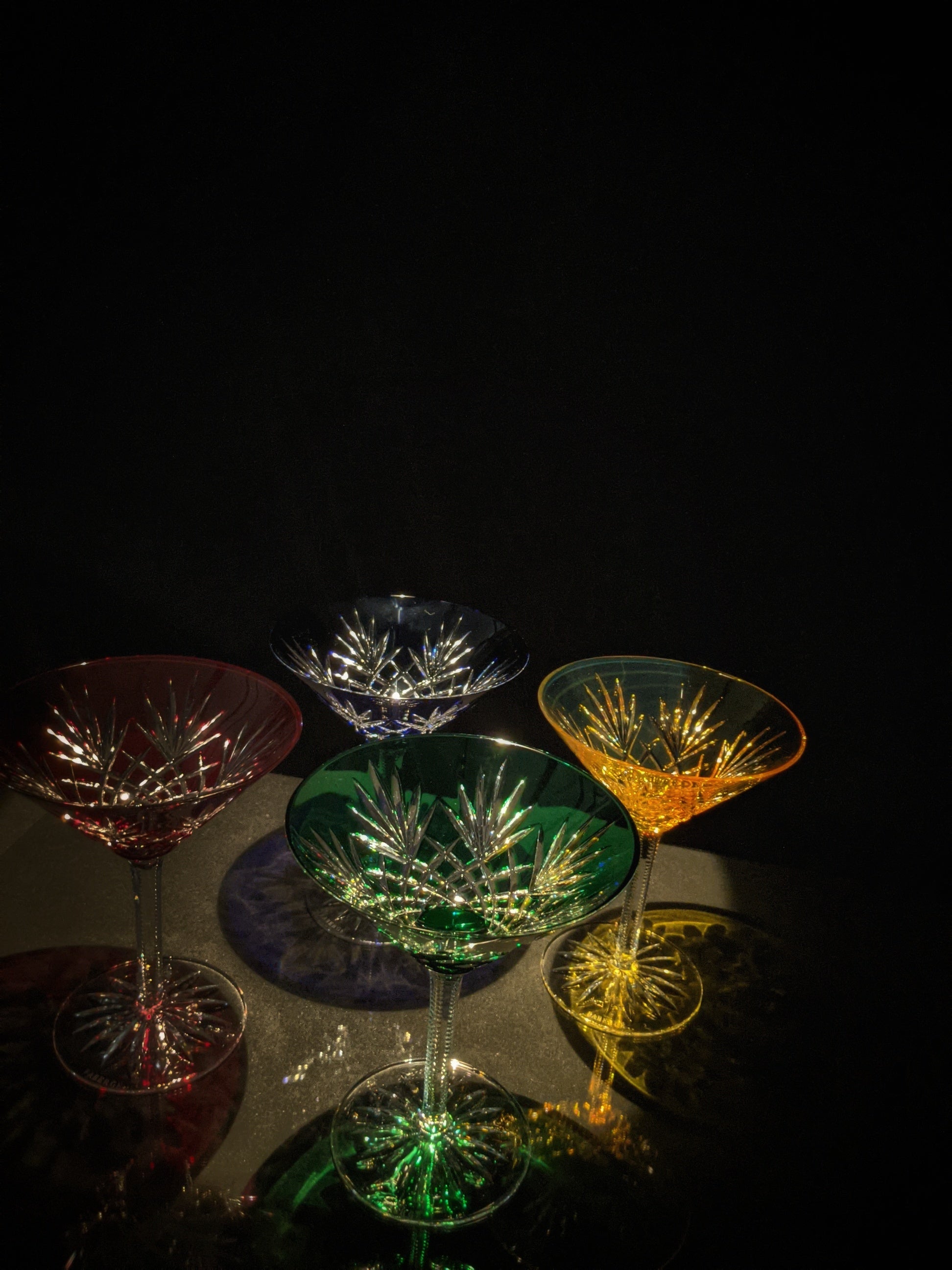 Faberge crystal Colored Martini Glasses