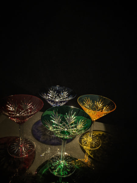 Faberge crystal Colored Martini Glasses