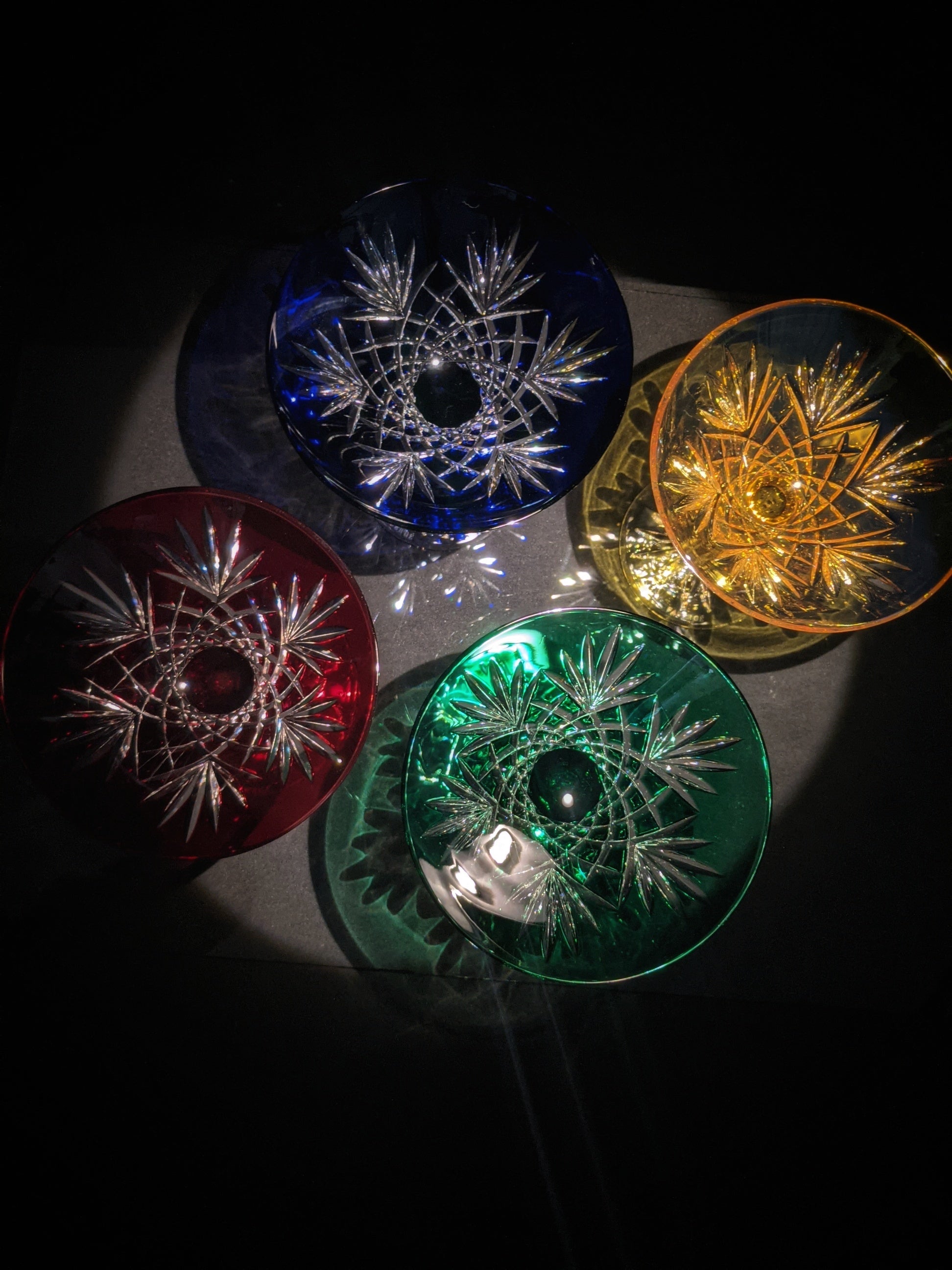 Faberge crystal Colored Martini Glasses