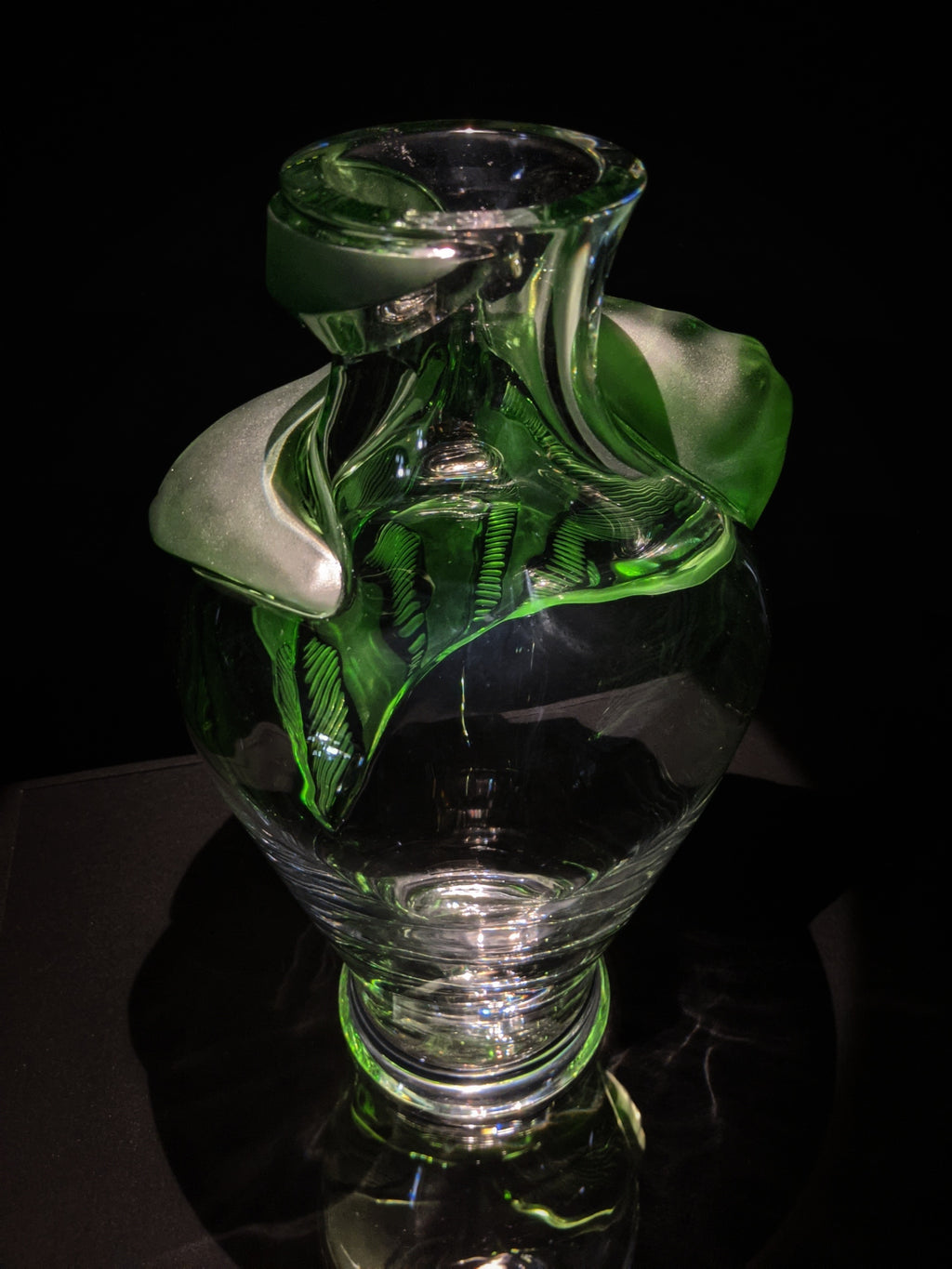 Lalique Tanega Crystal Vase — Limited Edition, Clear & Green Frosted