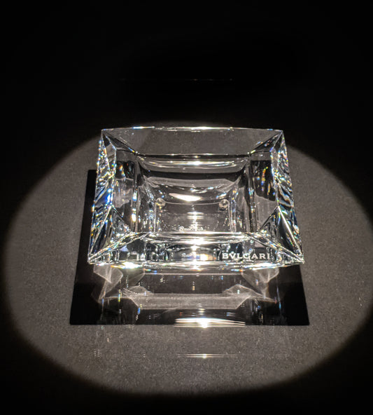 Bvlgari Crystal Ashtray by Rosenthal measures 5.5" x 5.5" square  NIB