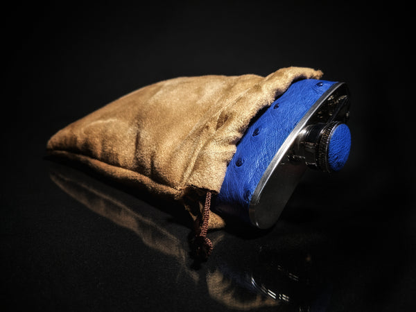 Brizard and Co  Blue Ostrich Skin 8 oz. Flask