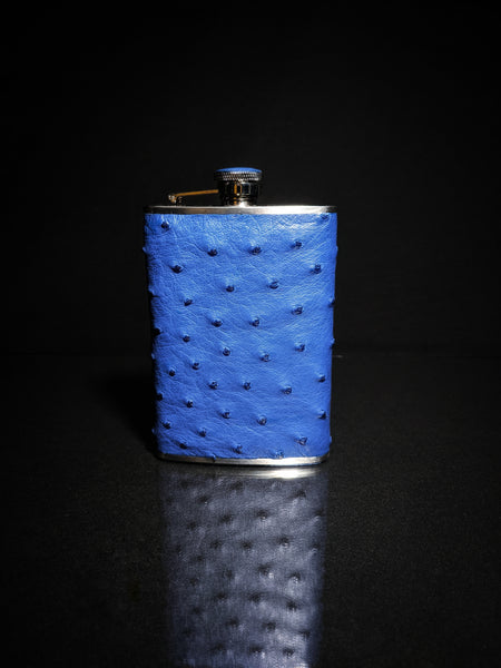 Brizard and Co  Blue Ostrich Skin 8 oz. Flask