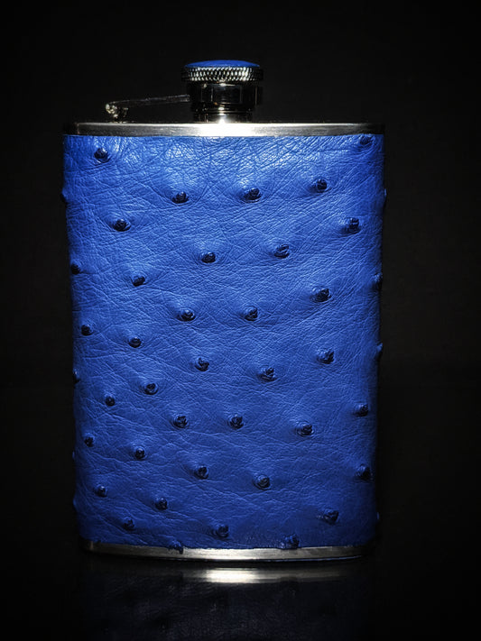 Brizard and Co  Blue Ostrich Skin 8 oz. Flask