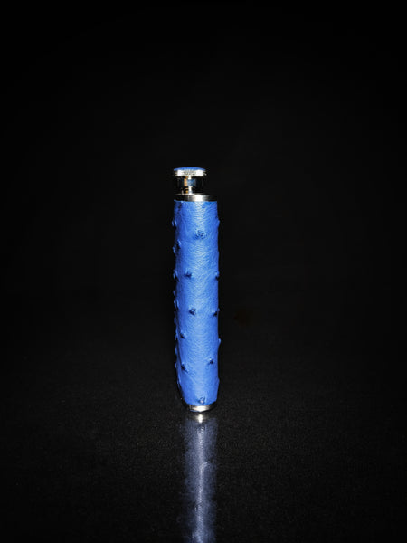 Brizard and Co  Blue Ostrich Skin 8 oz. Flask