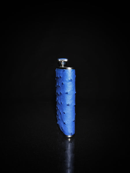 Brizard and Co  Blue Ostrich Skin 8 oz. Flask
