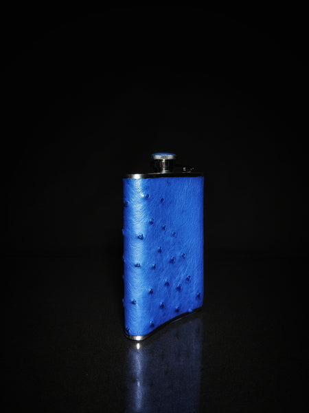 Brizard and Co  Blue Ostrich Skin 8 oz. Flask