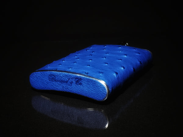 Brizard and Co  Blue Ostrich Skin 8 oz. Flask