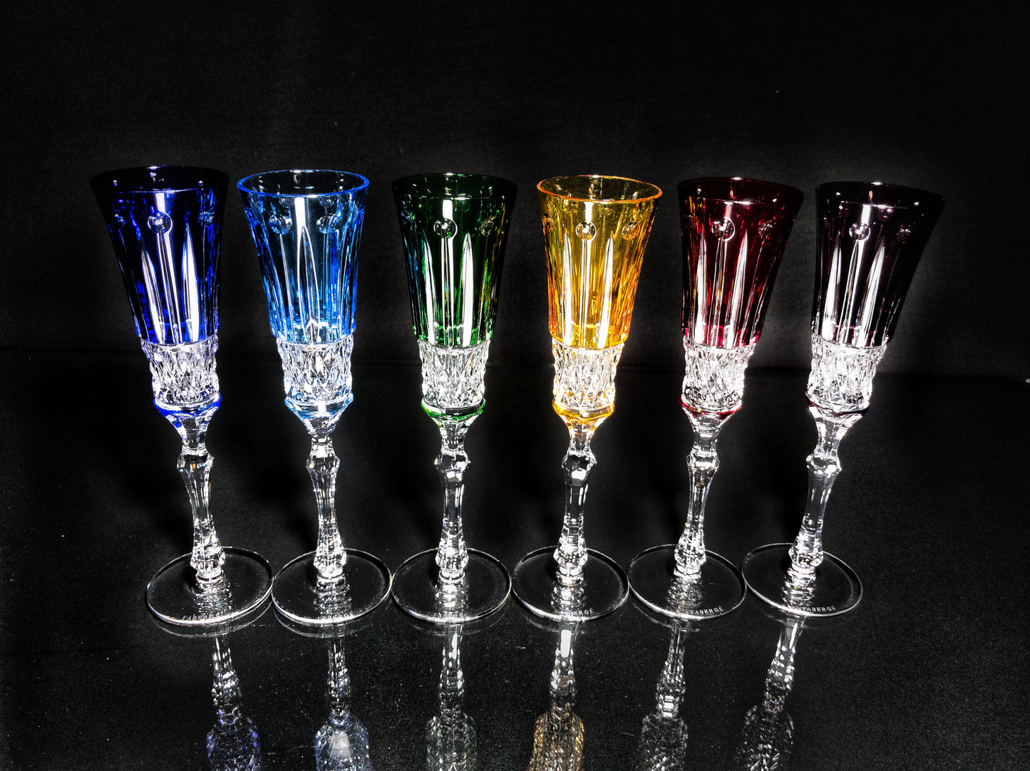 Faberge crystal colored flutes