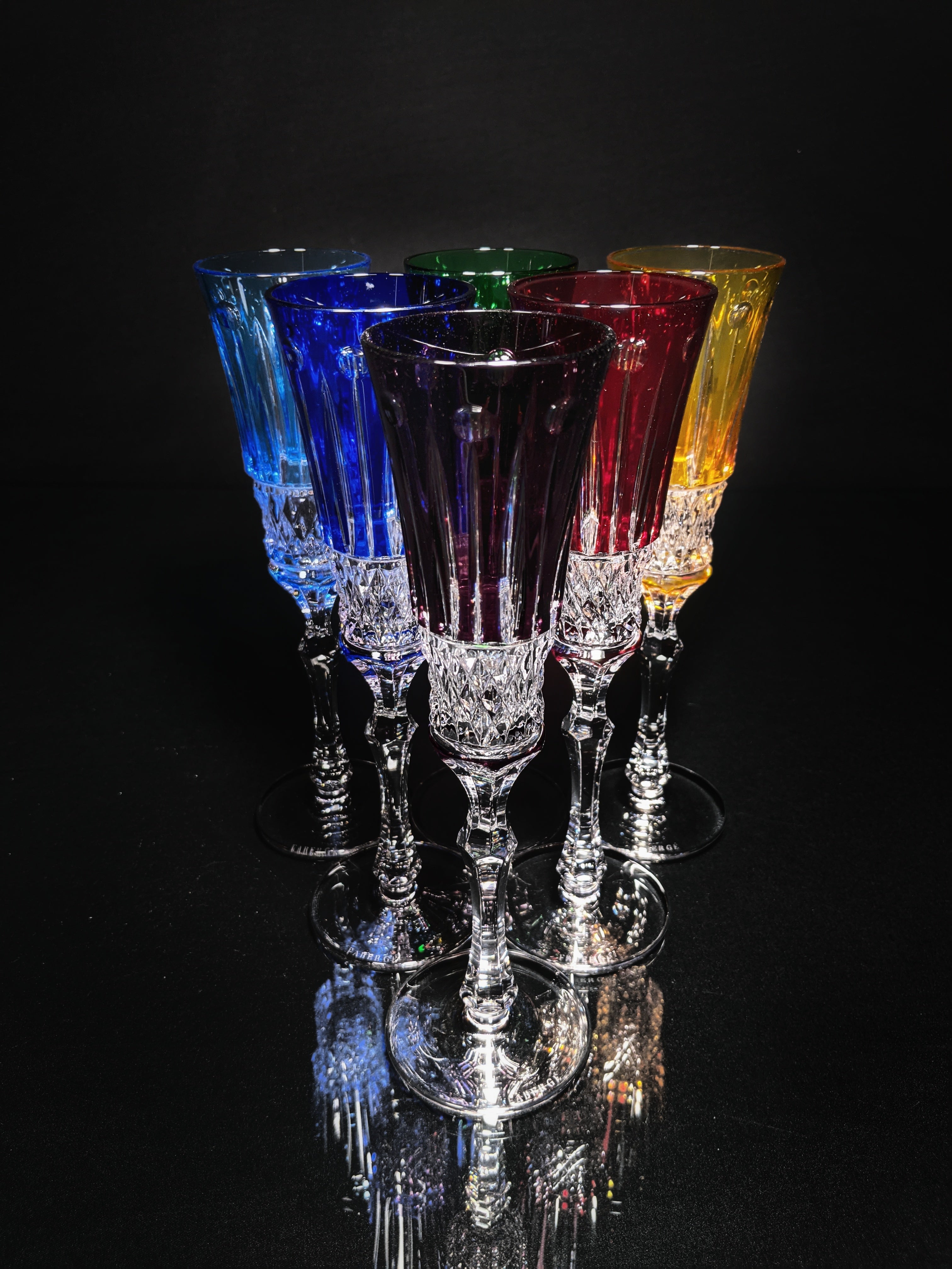 Faberge crystal colored flutes