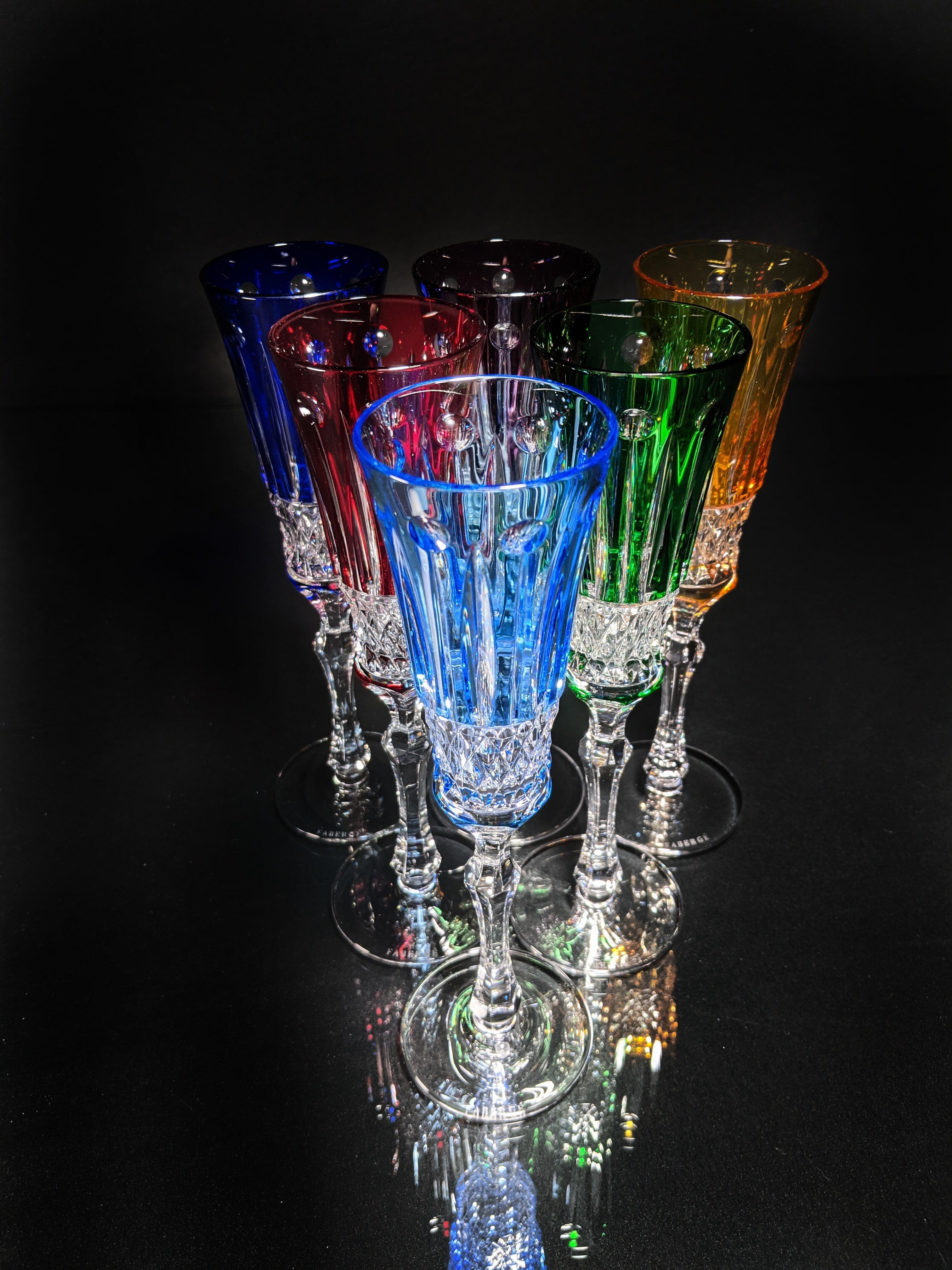 Faberge crystal colored flutes