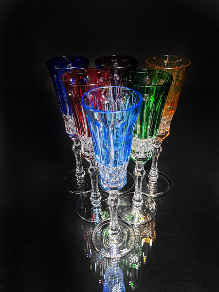 Faberge crystal colored flutes