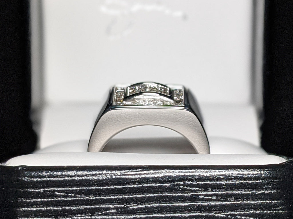 18K White Gold Diamond Pinky Ring Size 8.5
