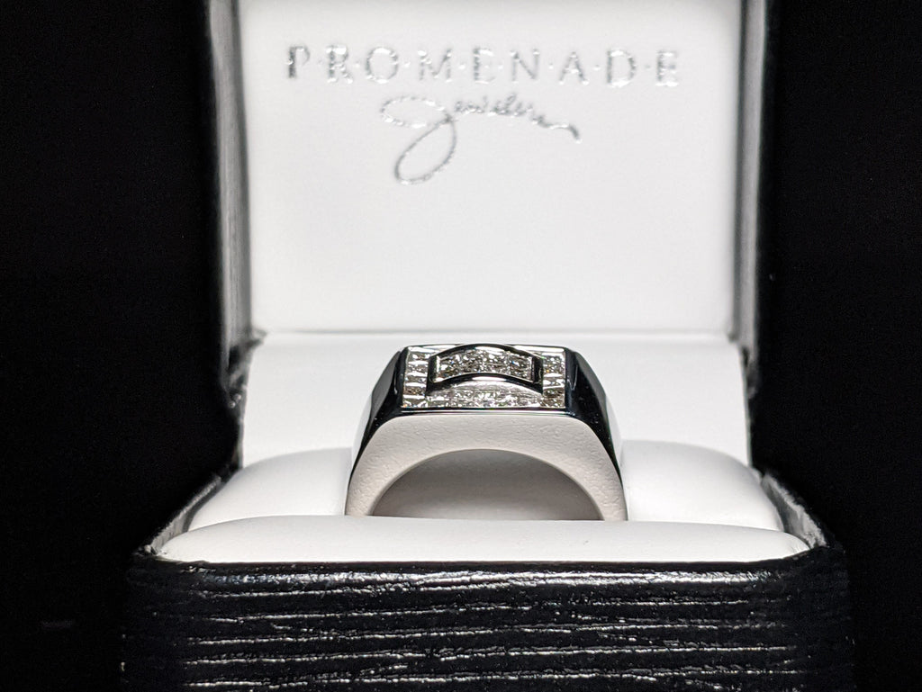 18K White Gold Diamond Pinky Ring Size 8.5