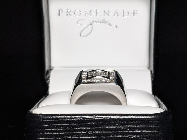 18K White Gold Diamond Pinky Ring Size 8.5