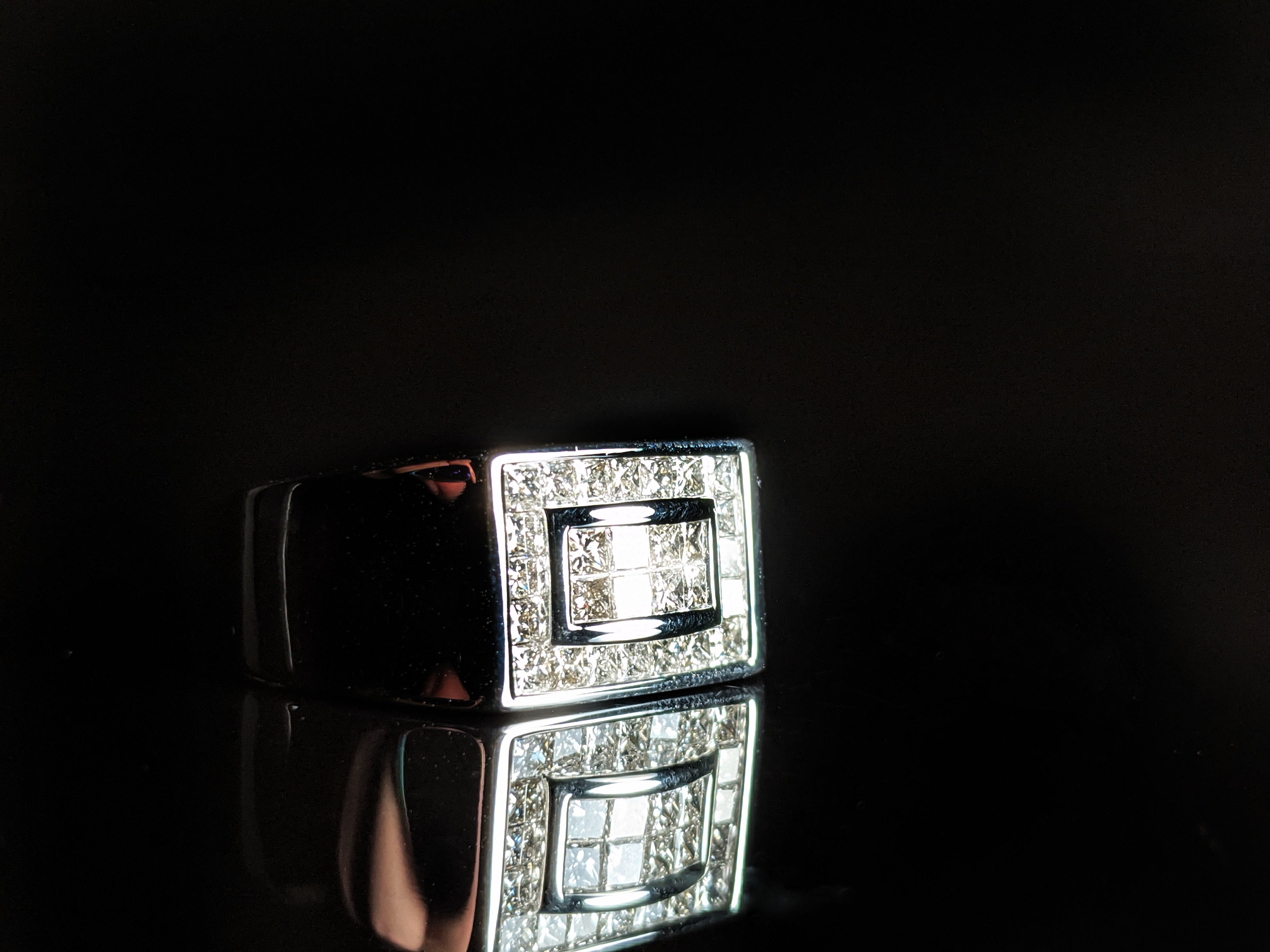 18K White Gold Diamond Pinky Ring Size 8.5