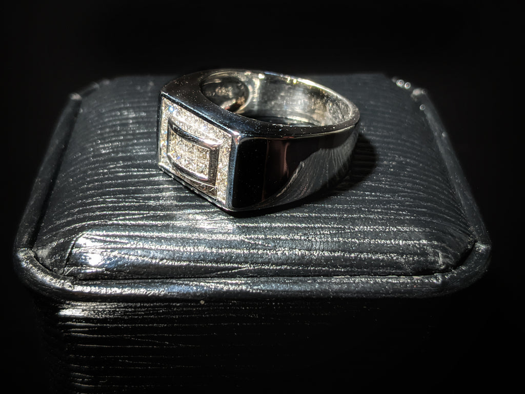 18K White Gold Diamond Pinky Ring Size 8.5