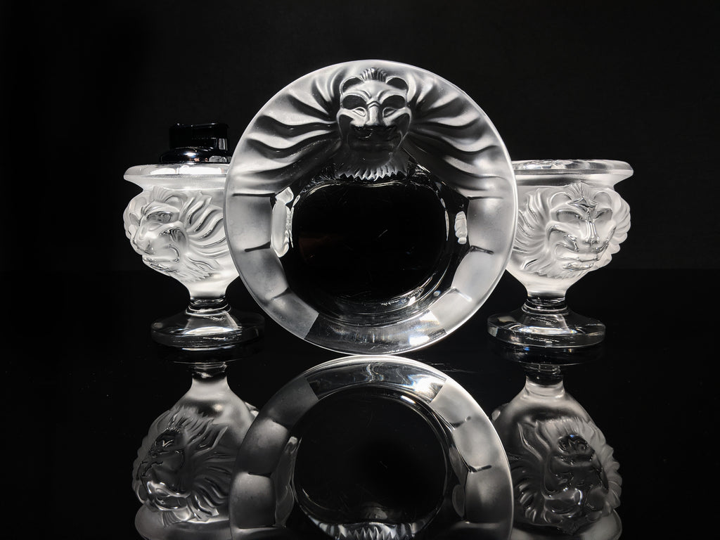 Lalique Crystal Tête de Lions Trio Set