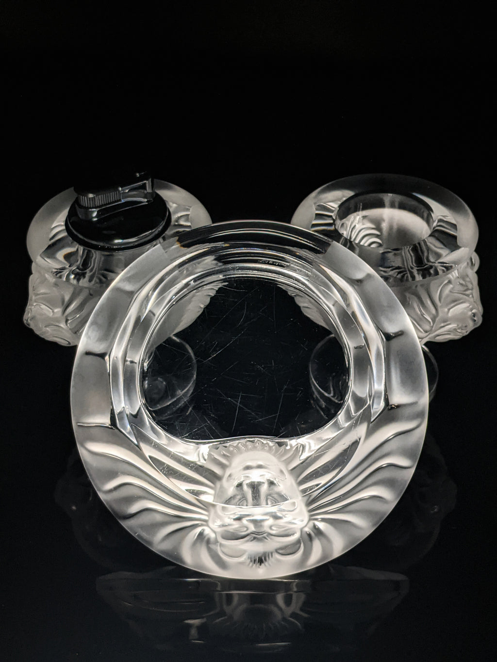 Lalique Crystal Tête de Lions Trio Set