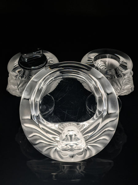 Lalique Crystal "Tete De Lions Trio set