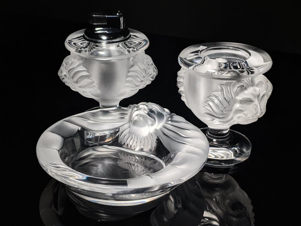 Lalique Crystal Tête de Lions Trio Set