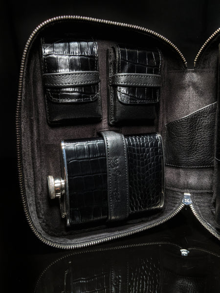 Brizard and Co Havana Traveler-Croco Pattern Black Leather NIB