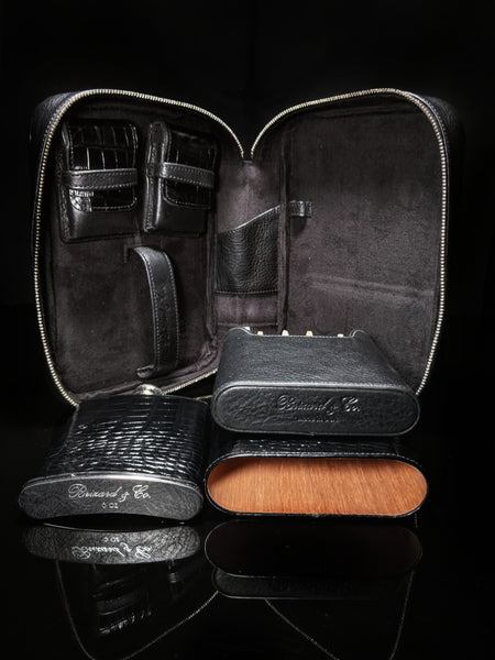 Brizard and Co Havana Traveler-Croco Pattern Black Leather NIB