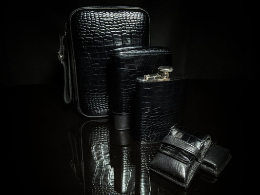 Brizard and Co Havana Traveler-Croco Pattern Black Leather NIB