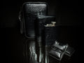 Brizard and Co. Havana Traveler — Croco Pattern Black Leather with Flask, New in Box